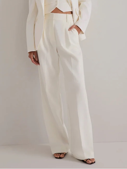 Favorite Daughter Favorite Pleated Wide Leg Trouser Pant 10 Cream Minimalist